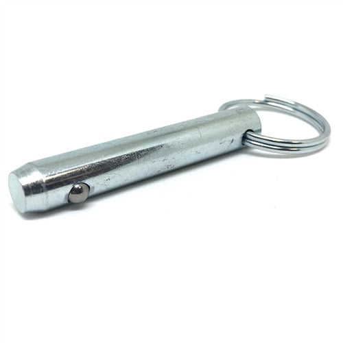 1/4 Inch x 2-1/2 Inch Ring Style Detent Pin Zinc Plated Medium Carbon Steel