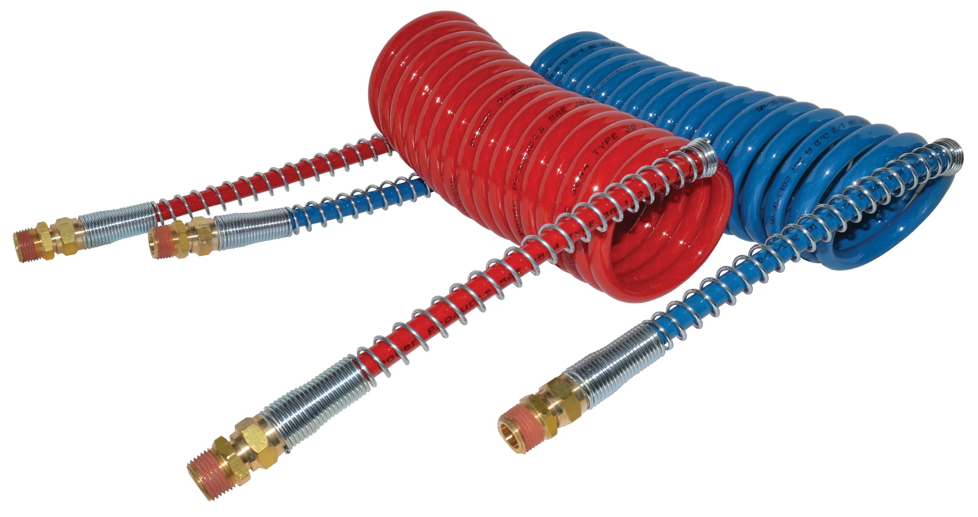 1/2 Inch x 15 ft 1/2 Inch Mnpt Red and Blue Coiled Air Brake Hose