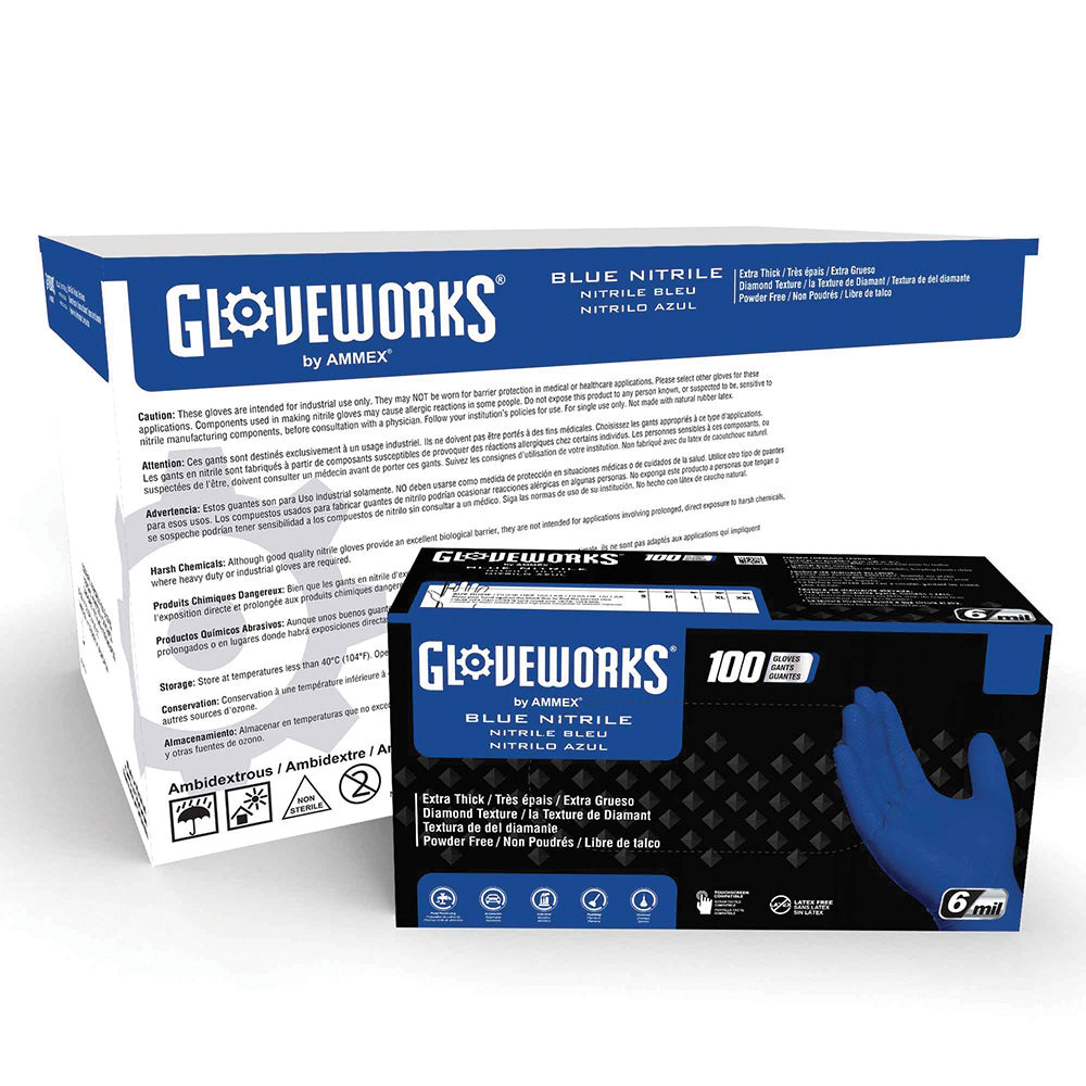 Ammex Gloveworks HD Royal Blue XX-Large Nitrile Gloves