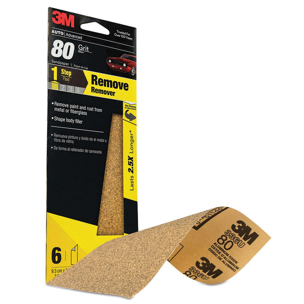 3-2/3 Inch x 9 3M Aluminum Oxide Sand Paper Box of 120