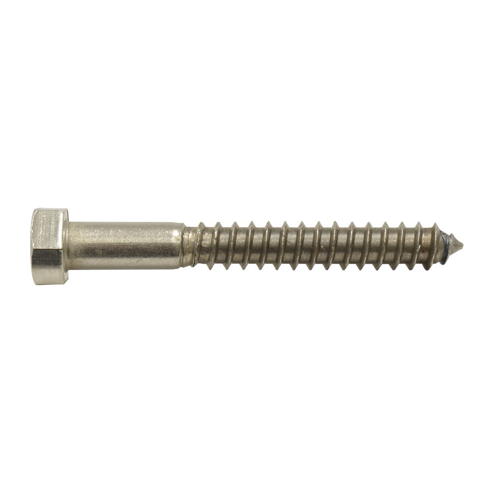 1/2-6 x 4 Inch Plain 18-8 (A2) Stainless Steel Hex Head Lag Screw