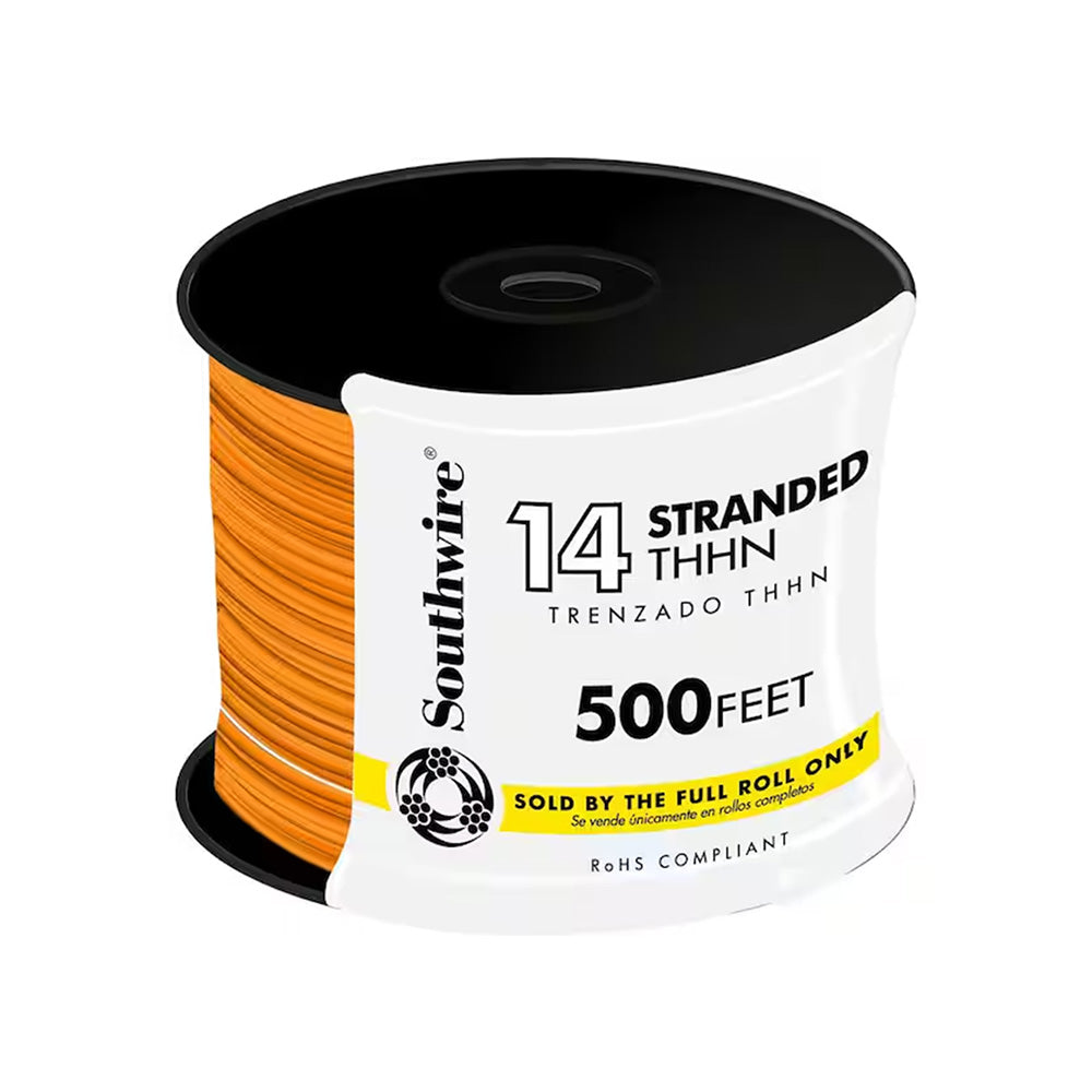 14 AWG THHN Stranded Copper  Wire 500 Foot Roll Orange