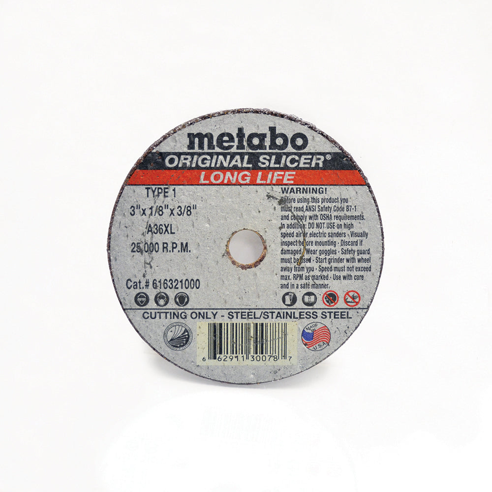Metabo Aluminum Oxide Type 1 Reinforced Cut-Off-Wheel - A36T Grit - 2 Inch x 1/8 Inch x 3/8 Inch Arbor Hole