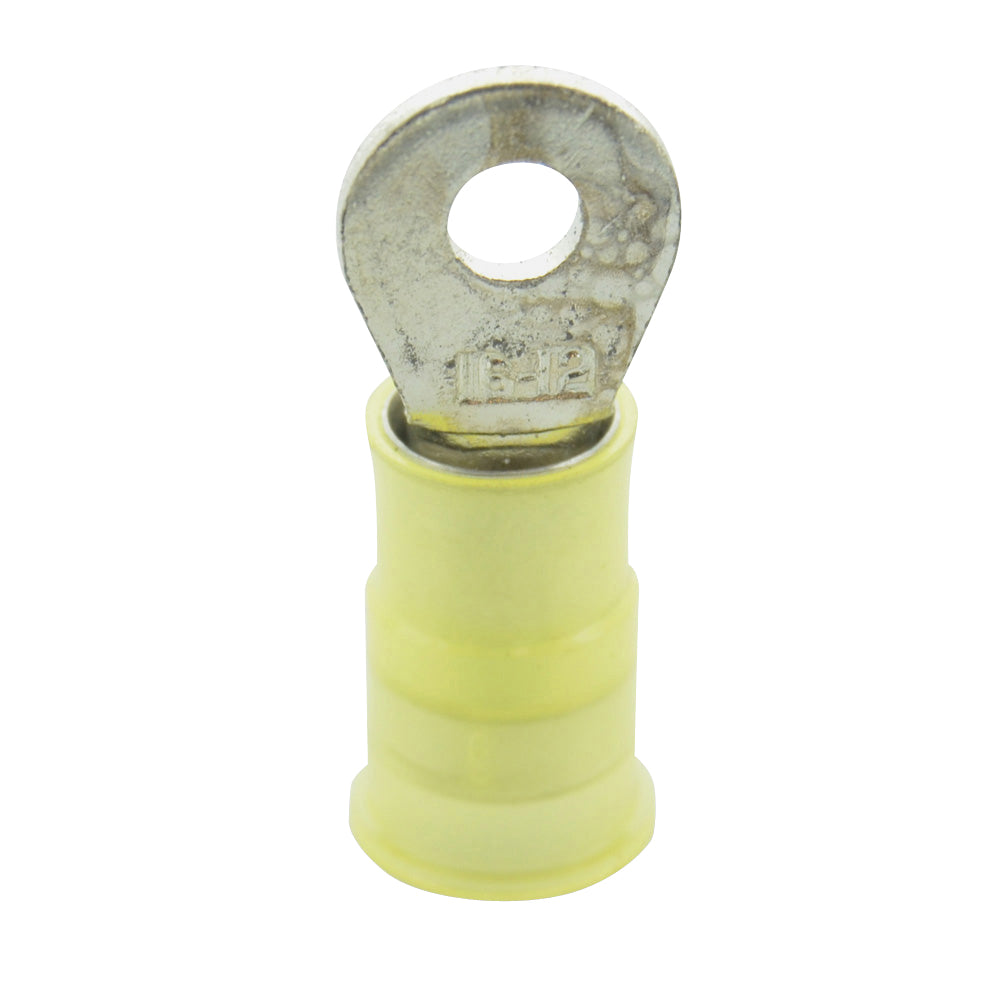 12-10 Gauge Ring Terminal 1/4" Stud Ultra-Tuff Nylon Insulated Yellow