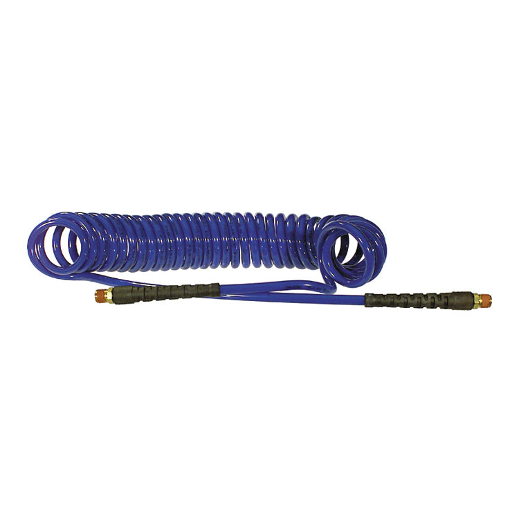 1/4 Inch Id x 3/8 Inch Od x 20 Inch 1/4 Inch Swivel Mnpt Dark Blue Polyurethane Flexcoil Air Hose With Reusable Strain Relief Fitting