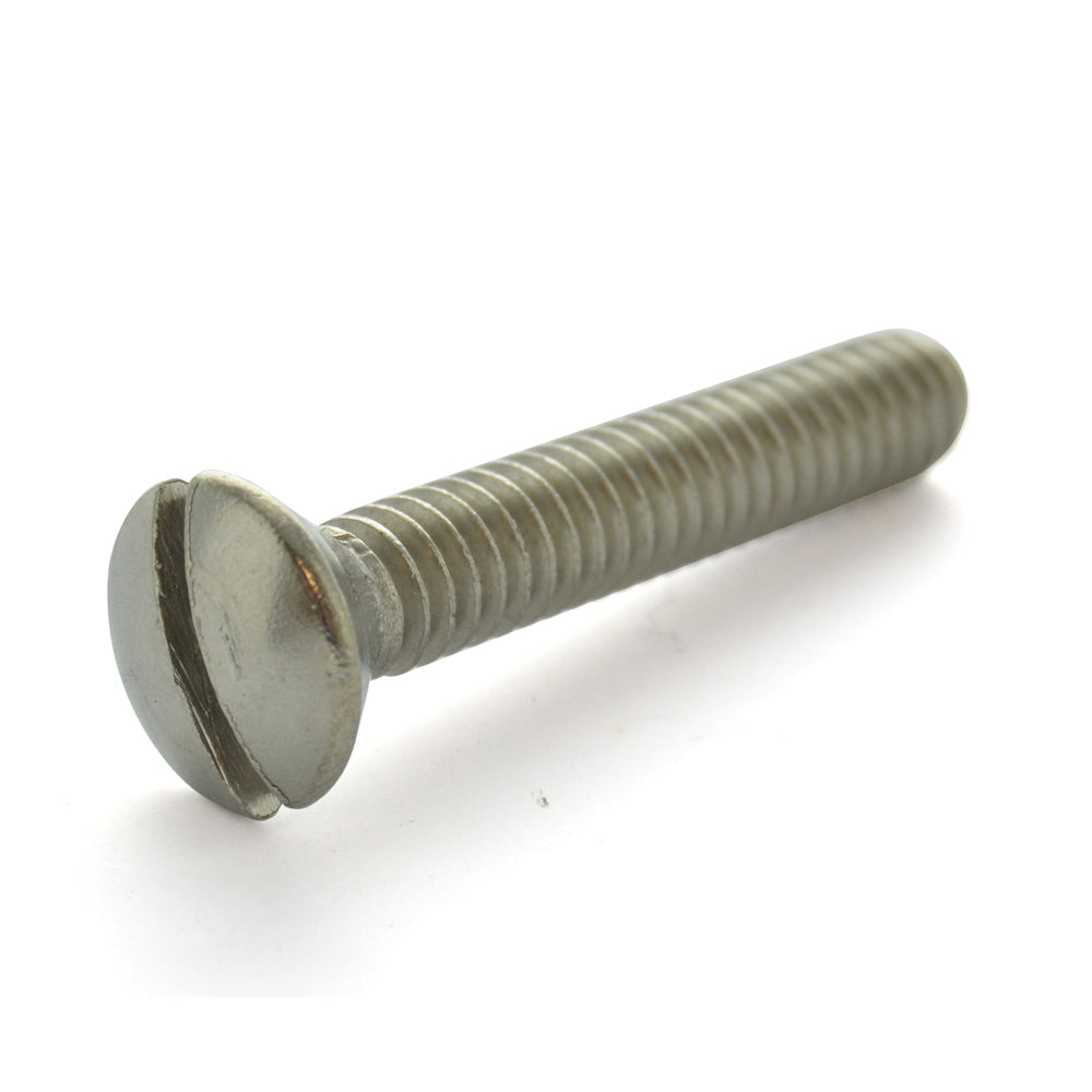 #8-32 x 1/4 Inch Coarse Plain 18-8 (A2) Stainless Steel Slotted Drive Oval Countersunk Head Machine Screw