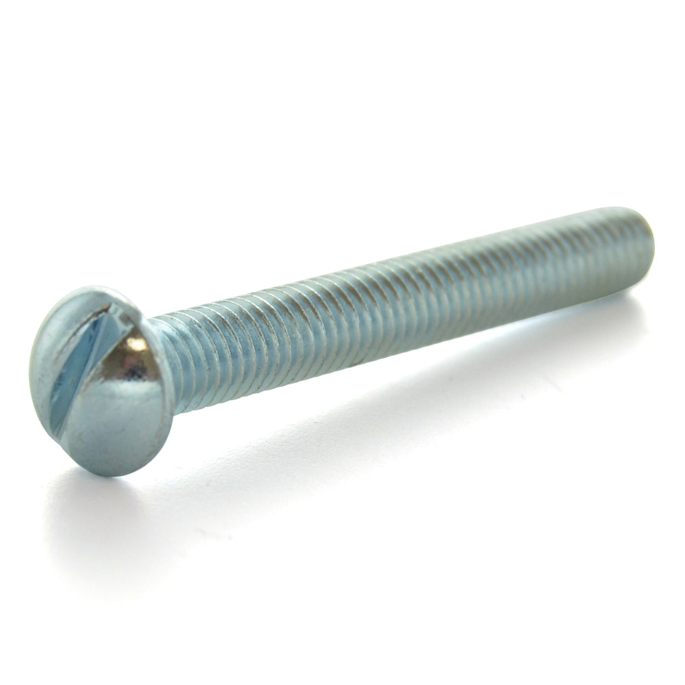 #10-32 x 1-1/2 Inch Fine Zinc Plated Steel Slotted Drive Round Head Machine Screw