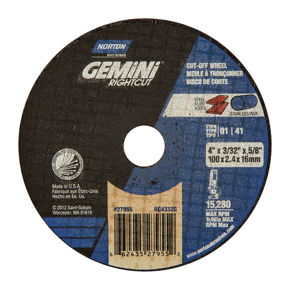 6 x .045 x 7/8 In. Gemini RightCut Cut-Off Wheel A 36 Q B T01/41
