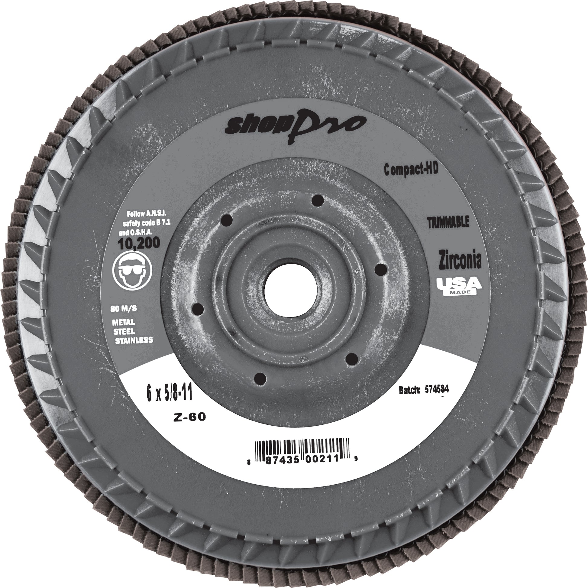 4-1/2 Inch x 5/8-11 Inch Shop Pro Trimmable Flap Disc- 60 Grit