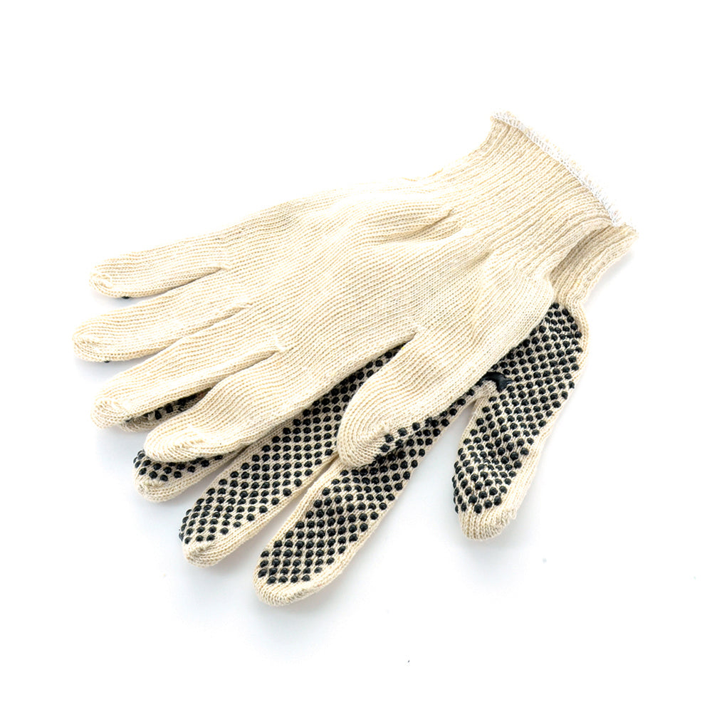 Large Natural White Black Dots Cotton Pvc Dots Men'S Glove