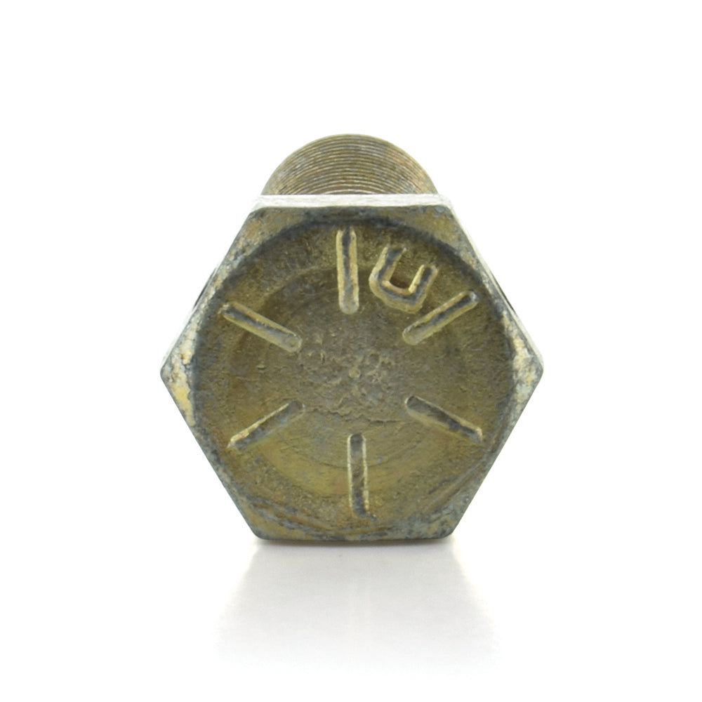 7/16-14X1-1/2 Grade 8 Hex Cap Screw Zinc Yellow Hole Through Head - Clearance