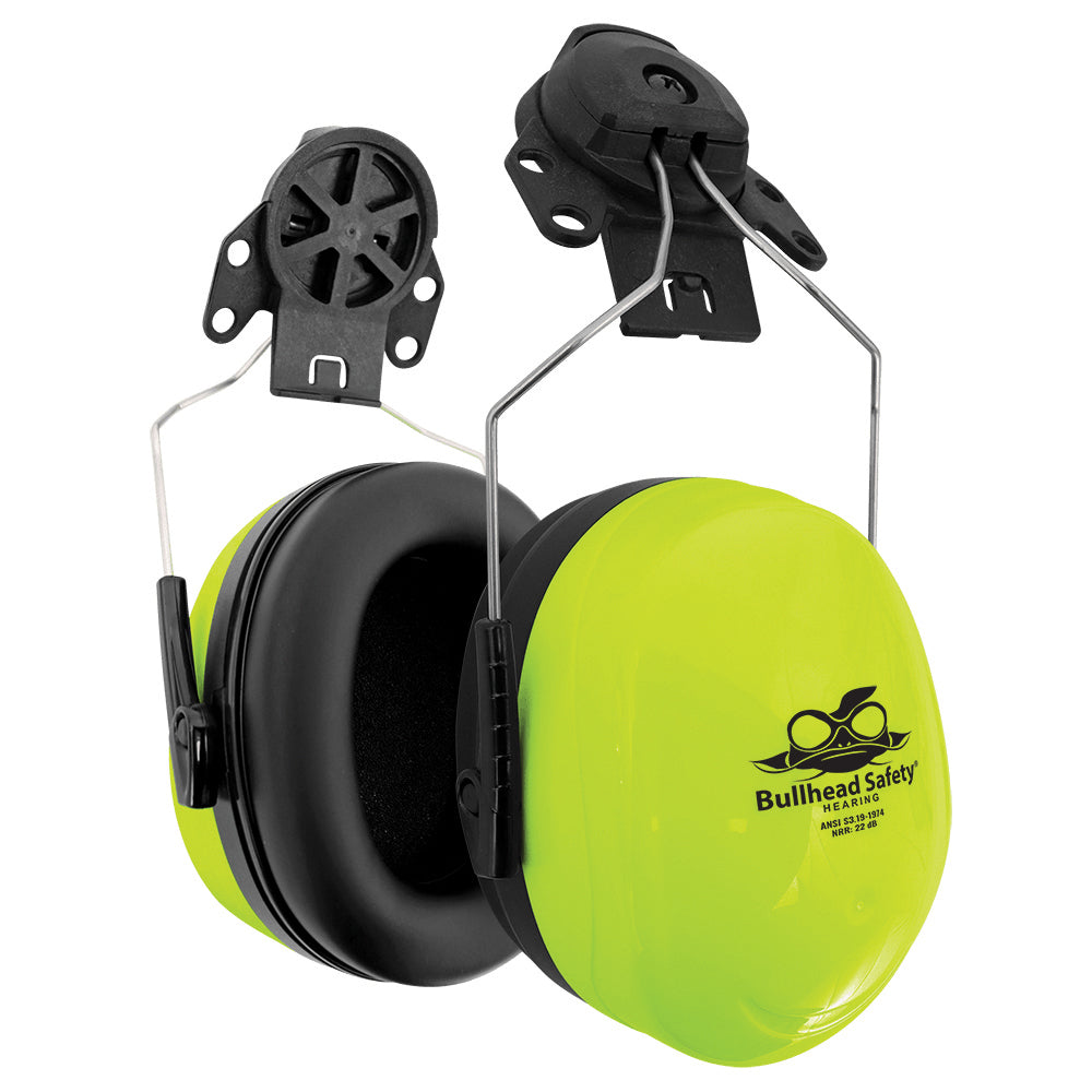 BullHead Safety Hearing Protection Mounted Earmuffs High-Vis