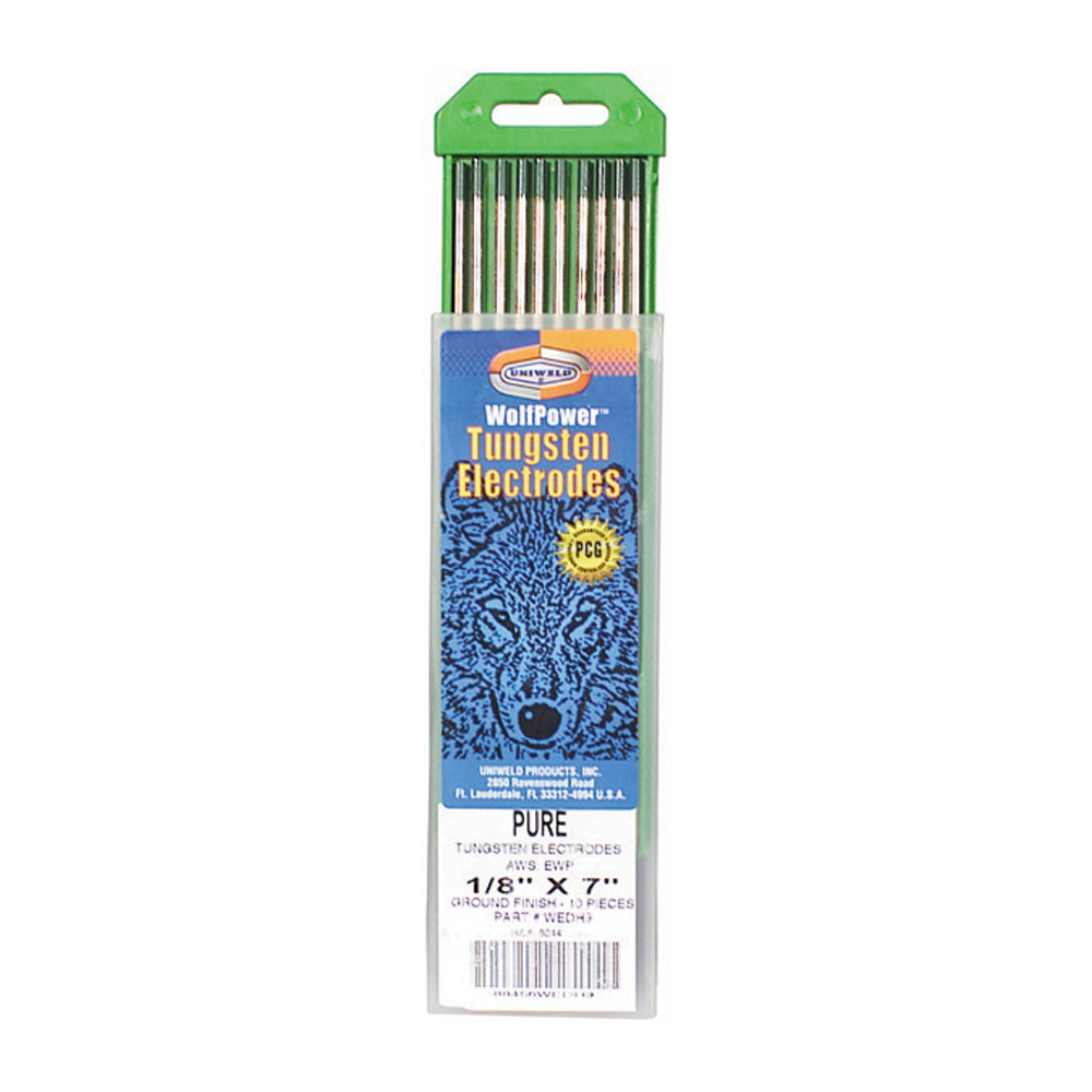 1/8 Inch Pure Tungsten Electrode Green - 10 Per Pack