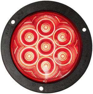LED Stop/Turn/Tail- Round- AMP- Flange-Mount 4?- red-