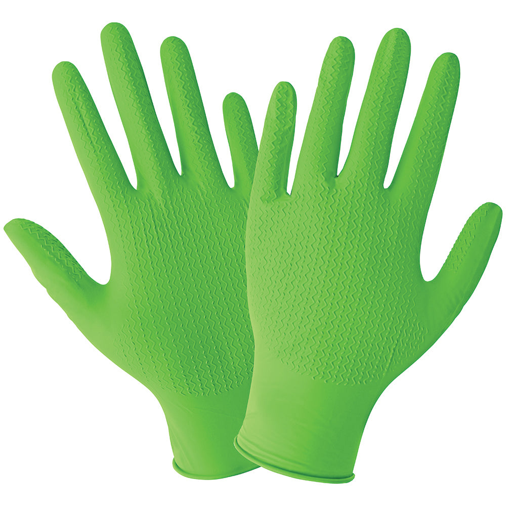 Panther-Guard Bio-D Nitrile Powder-Free Industrial Green 6-Mil Wave Texture Disposable Gloves Medium