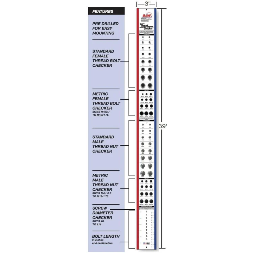 Wall Mountable Thread Checker™  3 inch x 39 inches