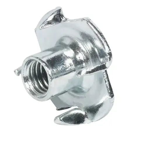 M10-1.5 Coarse 4 Prongs Zinc Plated Steel Straight Barrel T-Nut