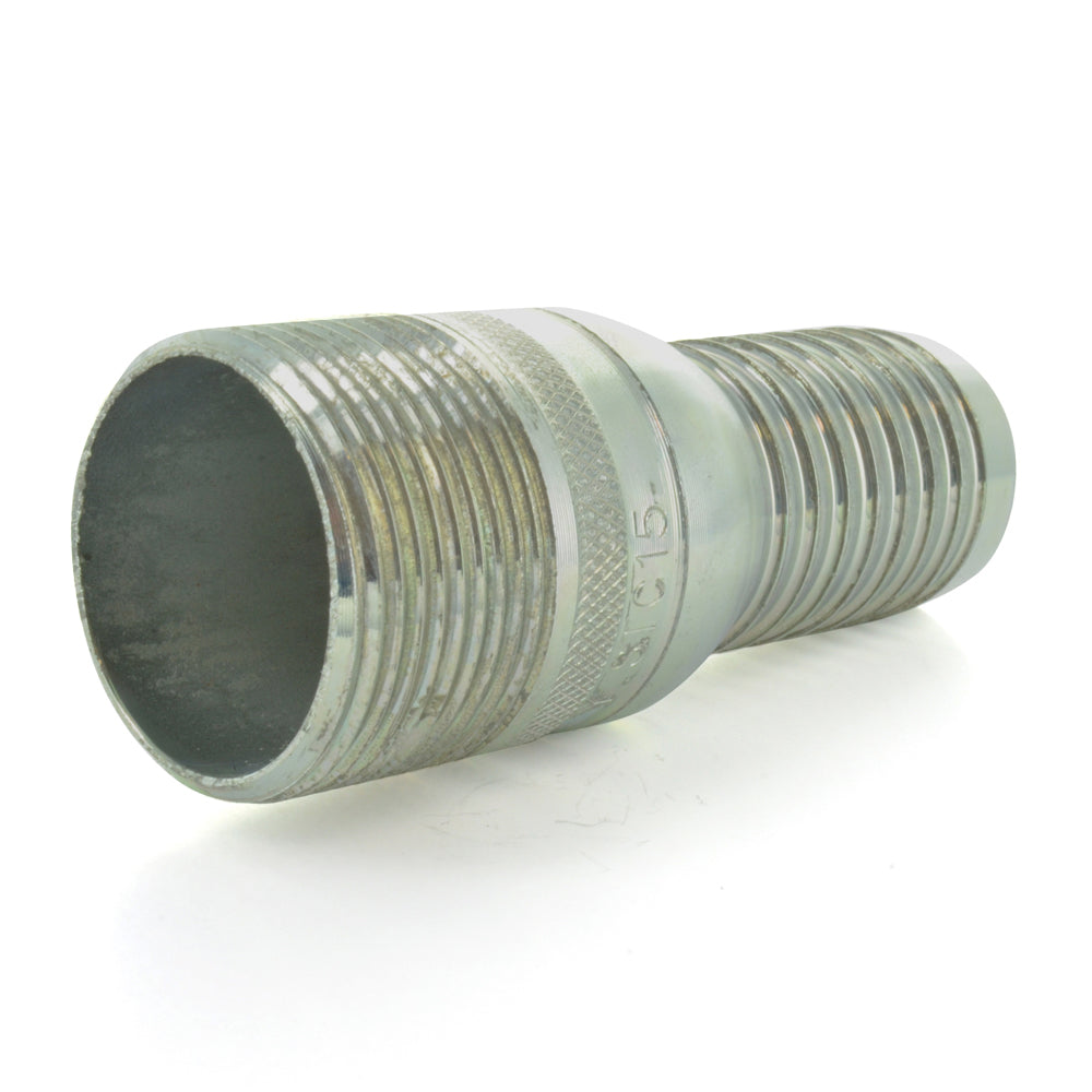 2 Inch x 2 Inch x 4-11/16 Inch Mnpt x Barbed Hose Galvanized Steel King Combination Nipple