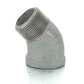 1/2" Schedule 40  Female NPT Galvanized Welded Malleable Iron 45 Degree Street Elbow USA