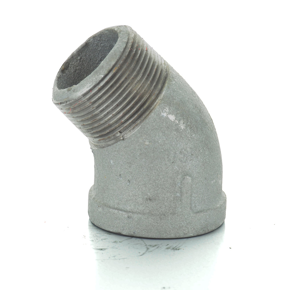 1/4" Schedule 40  Female NPT Galvanized Welded Malleable Iron 45 Degree Street Elbow USA