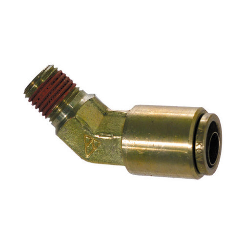 1/4 Tube  x 1/4 Inch Brass 45 Degree Male Elbow Push On D.O.T. Air Brake Connector