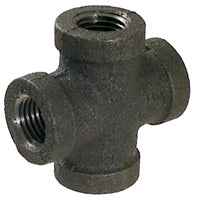 1/2" Schedule 40 Female NPT Black Malleable Iron Cross