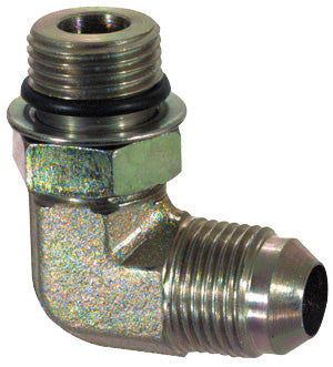 1-1/4 Inch  x  1-1/4 Inch Male Boss O-Ring Adapter 90-Degree Elbow To 37-Degree Jic Connector Steel