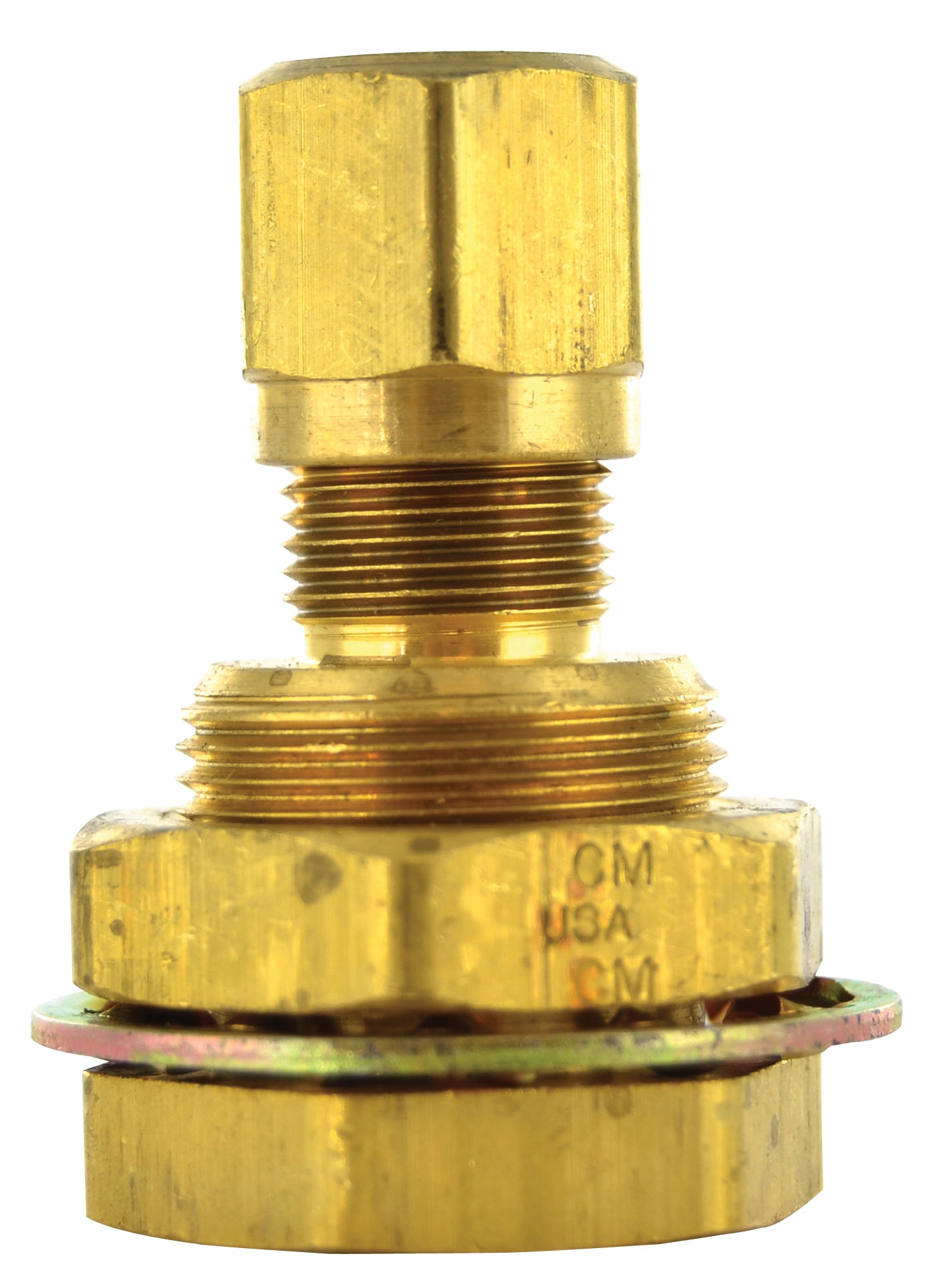 3/8 Inch x 3/8 Inch Brass Bulkhead Coupling to Compression Tube Fitting
