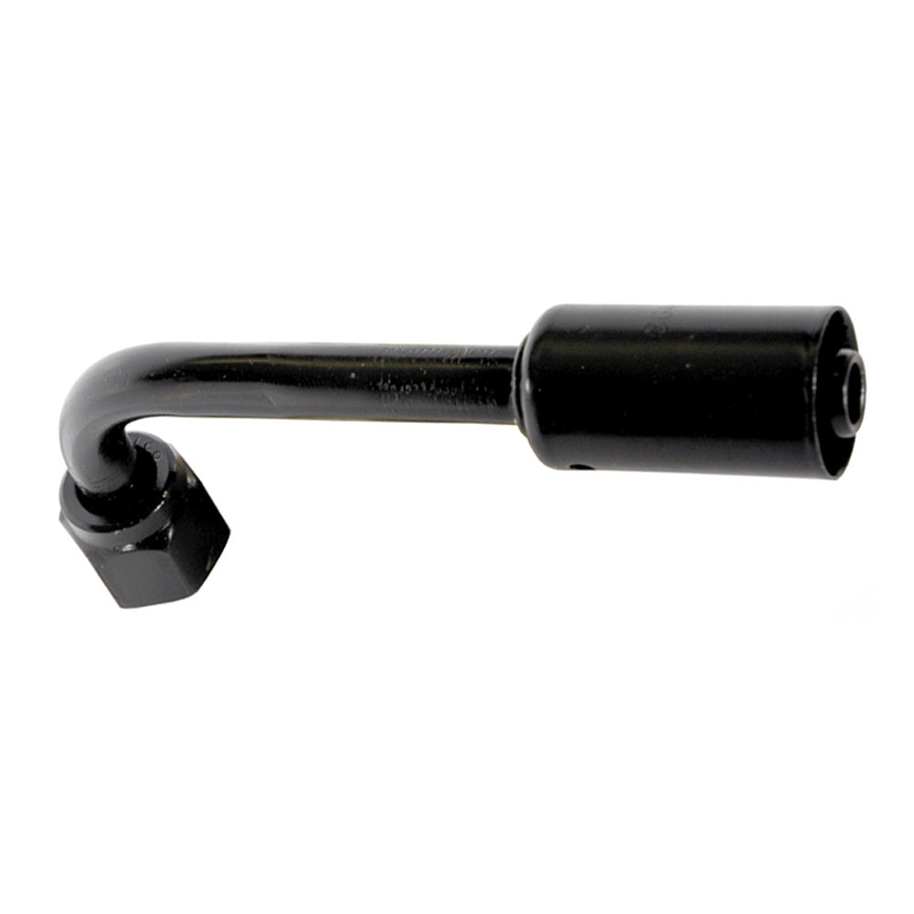 3/8 Inch x 5/16 Inch Carbon Steel 757E Series Coll-O-Crimp Bumped Tube O-Ring Female Swivel 90 Degree Tube Elbow