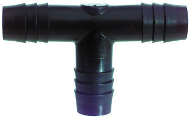 1/2 Inch x 1/2 Inch x 1/2 Inch Black Nylon Vacuum and Washer Hose Barbed Tee Connector