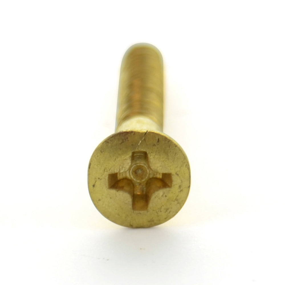 #8 x 5/8 Inch Plain Brass Phillips Oval Head Wood Screw
