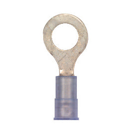 16-14 Gauge Ring Terminal 1/4" Stud Nylon Insulated Blue
