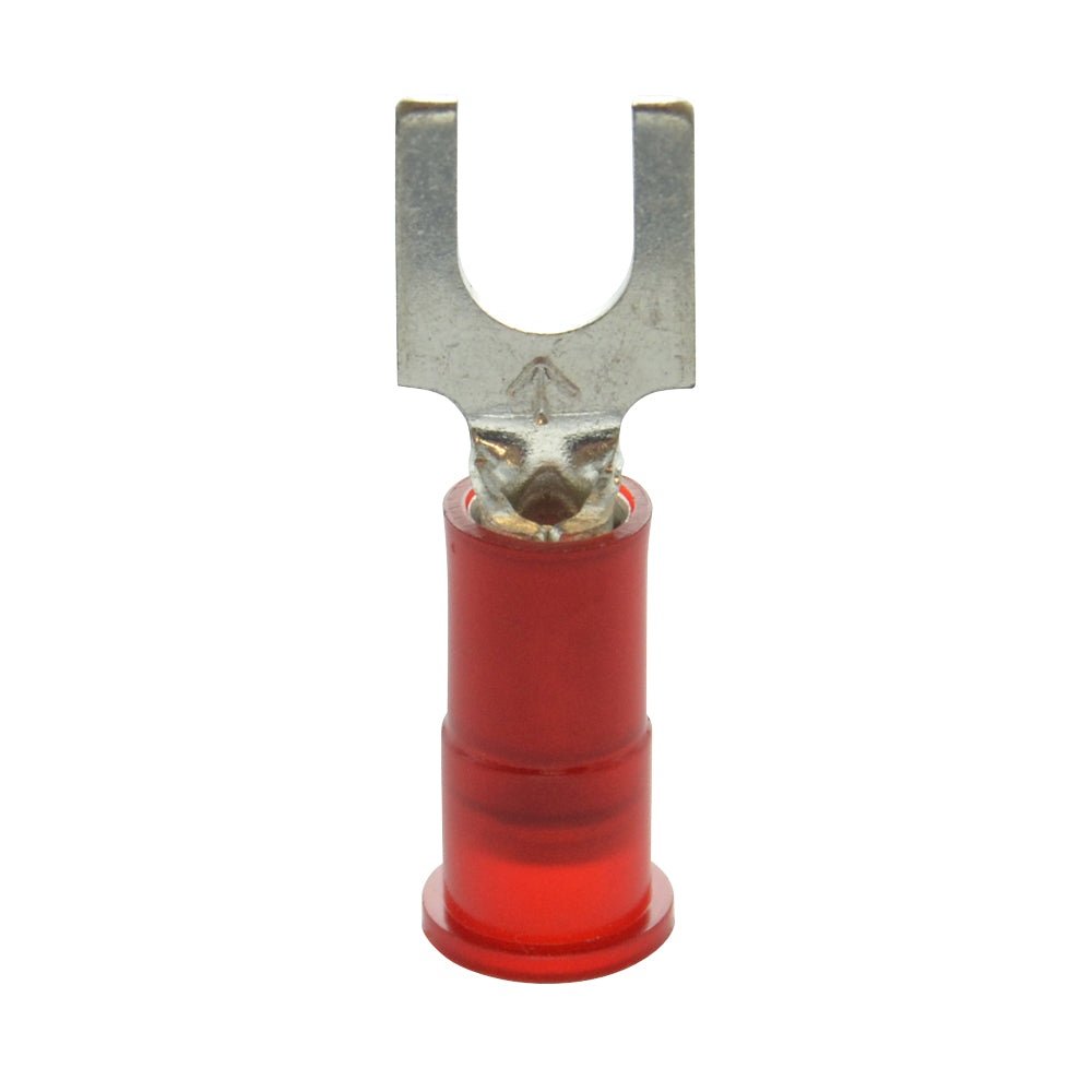 22-18 Awg #8 Stud Red Nylon Insulated Block Fork Terminal