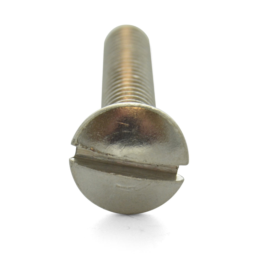 #10-32 x 1-1/2 Inch Fine Plain 18-8 (A2) Stainless Steel Slotted Drive Oval Countersunk Head Machine Screw