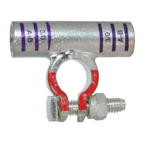 3/0 Awg Purple A-B Electro-Tin Plated Solid Cast Copper Heavy Duty Positive Eco-Max® Flag Battery Terminal
