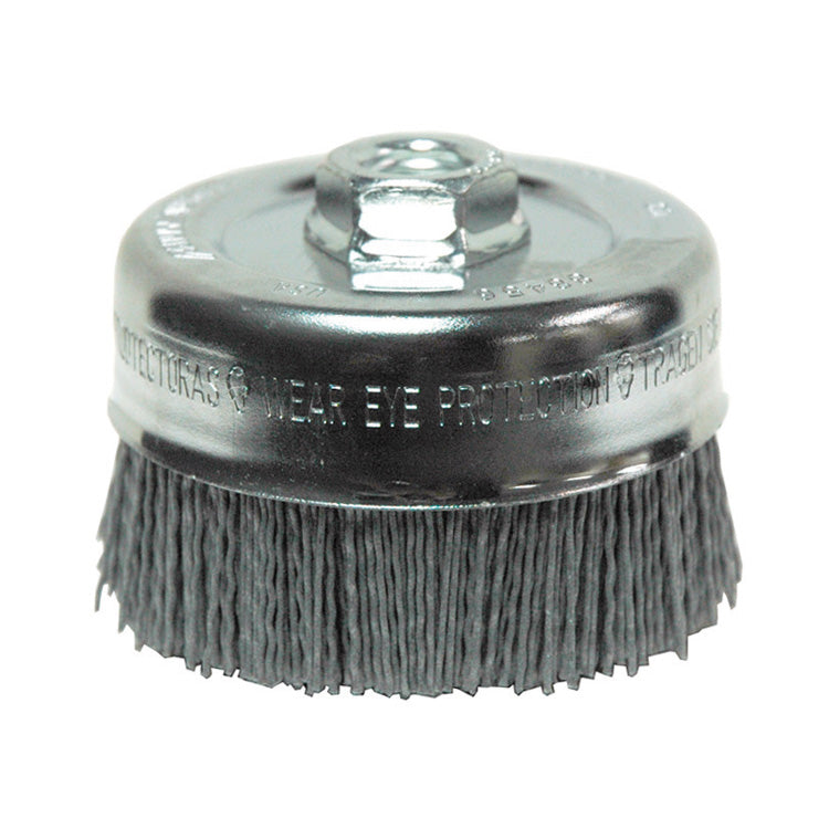 4 Inch x 5/8 Inch-11 Nylon Cup Brush 80 Grit Nylon / Silicon Carbide