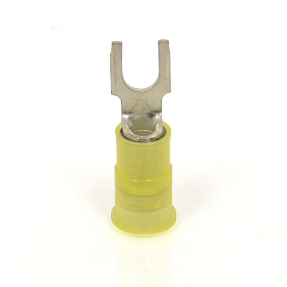 12-10 Awg #6 Stud Yellow Nylon Insulated Block Fork Terminal