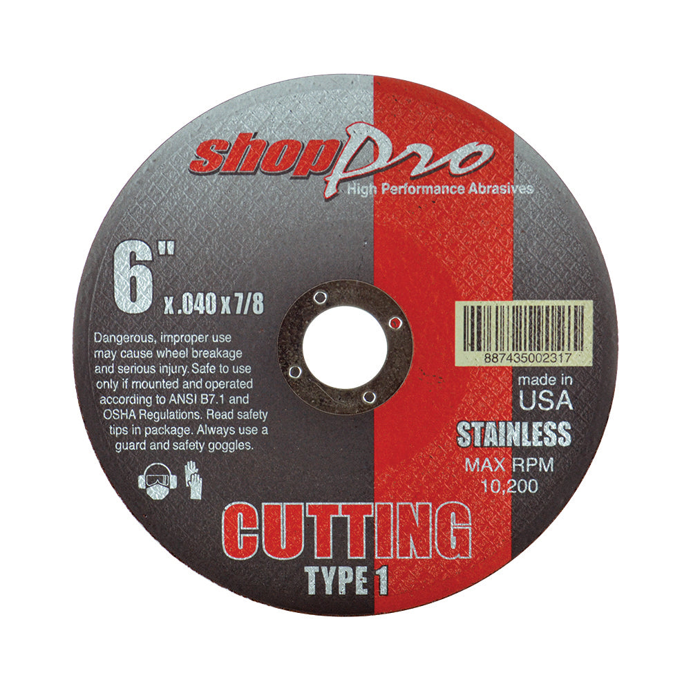 Shop Pro Type 1 Cut-Off - 6" x .040" x 7/8"