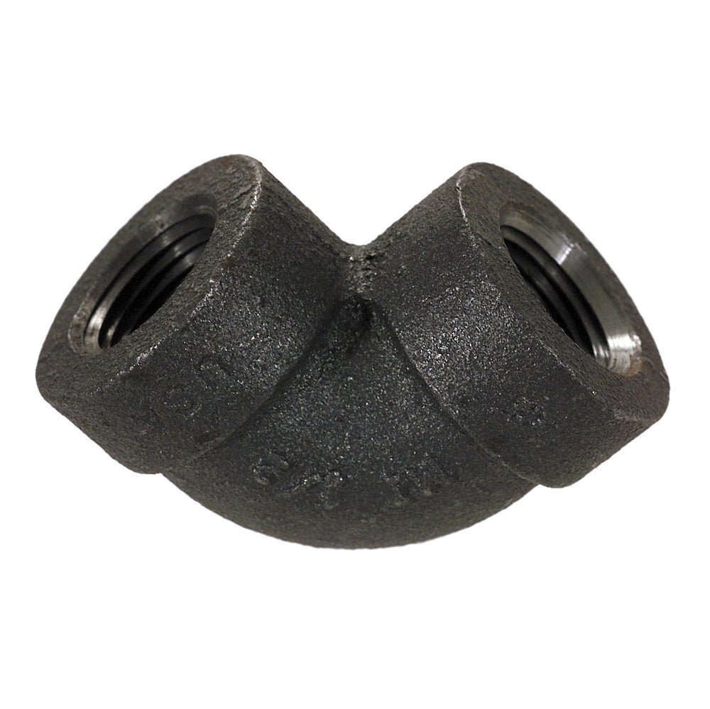 2 Inch Sch 80 Fnpt Black Malleable Iron 90 Degree Elbow.