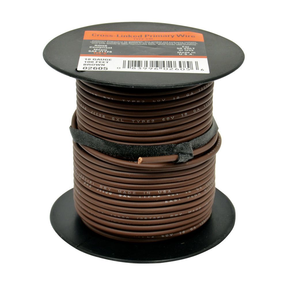 12 Awg Cross Link Primary Wire 100 Foot Roll Brown