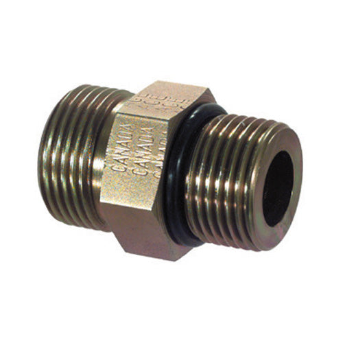 3/8 Inch x 1/4 Inch 9200 psi Trivalent Zinc Plated Carbon Steel Male Boss O-Ring To Flat Face O-Ring Connector Male Boss O-Ring Adapter