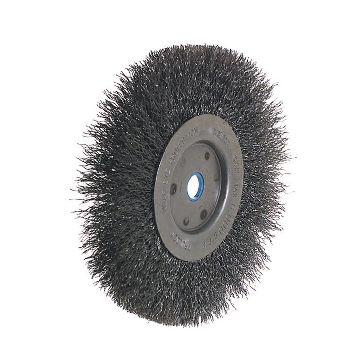 8 Inch x 0.010 Inch Carbon Steel Crimped Narrow Face Unthreaded Wheel Brush