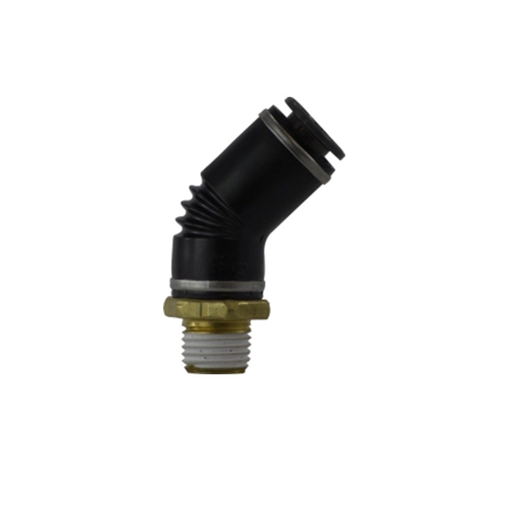 3/8 Inch x 1/4 Inch Male Pipe Composite/Brass Push-To-Connect D.O.T. 45-Degree Elbow