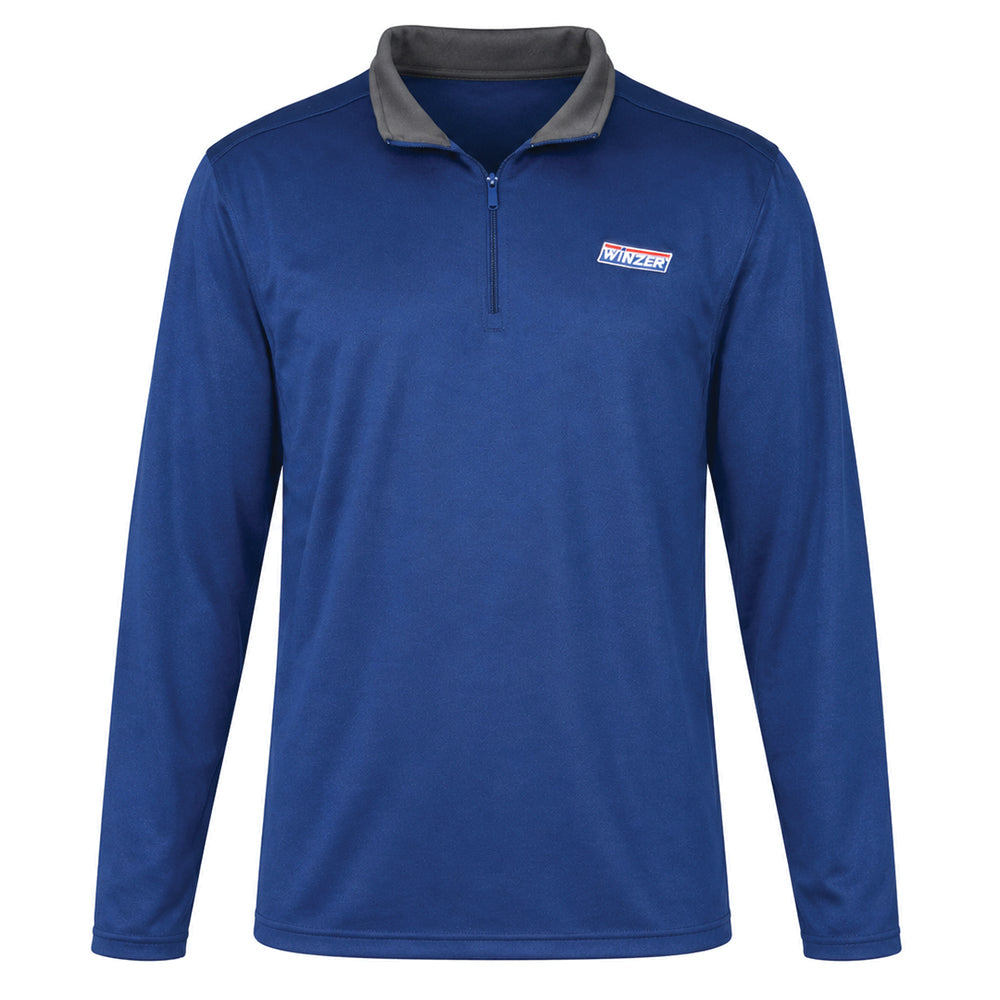 Men’S Blue Long-Sleeve Quarter-Zip Pullover With A Stand Collar- Size X-Large