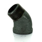 1/2" Schedule 40 Female NPT Black Welded Malleable Iron 45 Degree Street Elbow USA