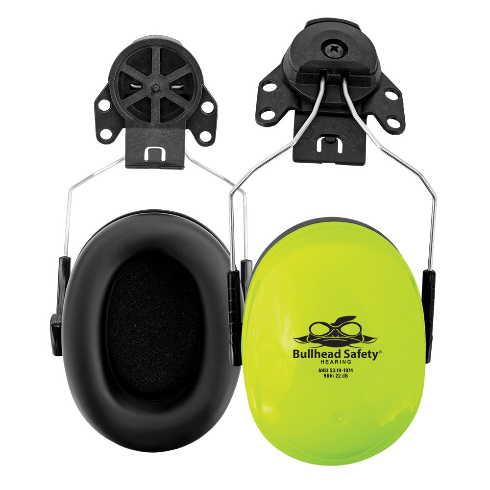 BullHead Safety Hearing Protection Mounted Earmuffs High-Vis