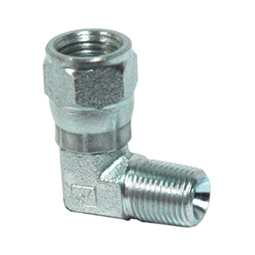 3/8 Inch 5000 psi Zinc Plated Yellow Dichromate Carbon Steel Female Jic Swivel 90 Degree Elbow To Male Pipe Swivel Adapter