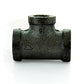 3/4" X 1/2" X 1/2" Schedule 40 Female NPT Black Welded Malleable Iron Reducing Tee USA