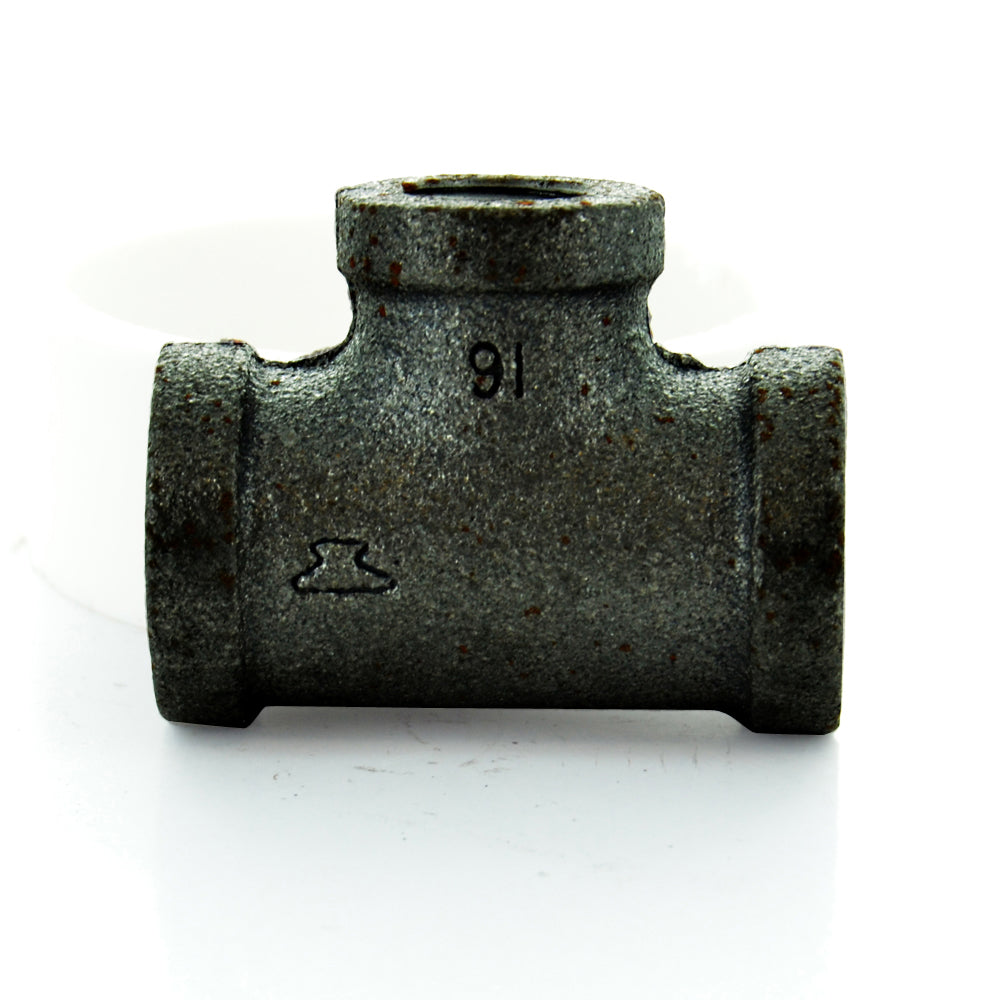3" Schedule 40 Female NPT Black Welded Malleable Iron Straight Tee USA