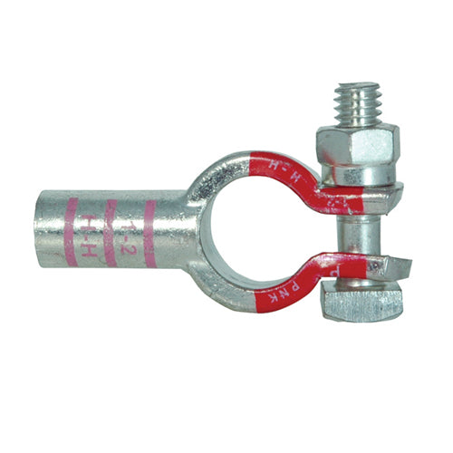 2-1 Awg Pink H-H Electro-Tin Plated Solid Cast Copper Heavy Duty Positive Eco-MaxÂ® Straight Battery Terminal